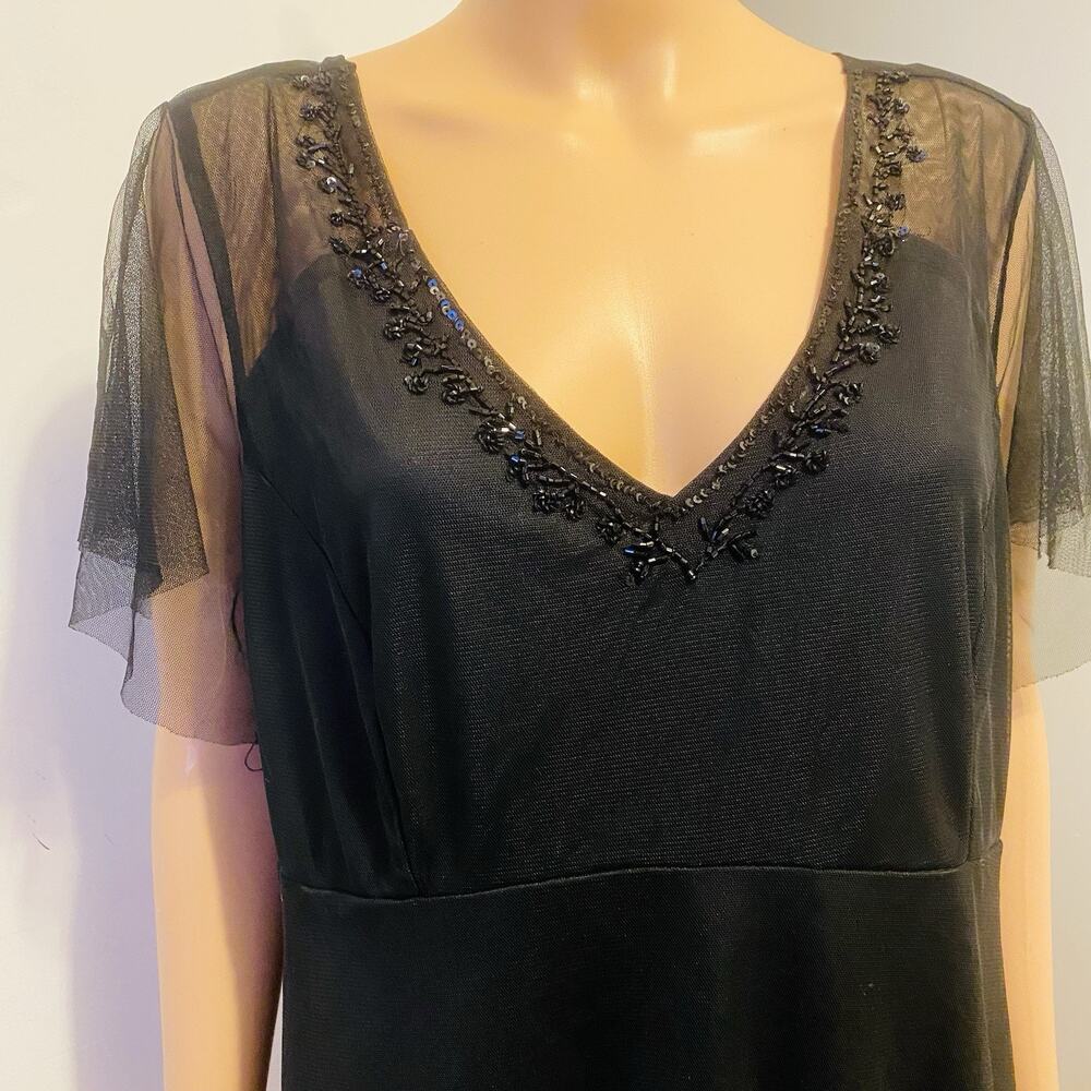 Torrid Women 1X Black Mesh OverLay Sequins ShortSleeve Blouse Coquette DarkFairy - Picture 6 of 9